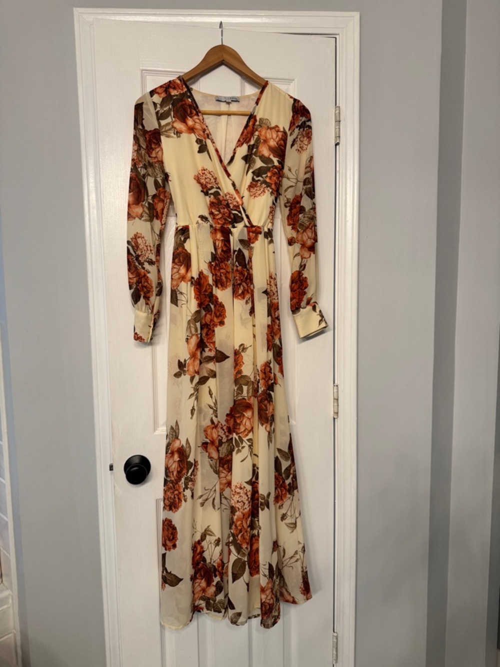 Baltic Born Floral Wrap Maxi Dress in Cream and Rust